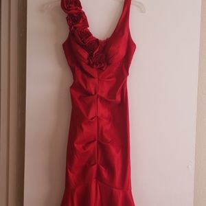 Xscape Red Ruched Mermaid Party/Prom Dress